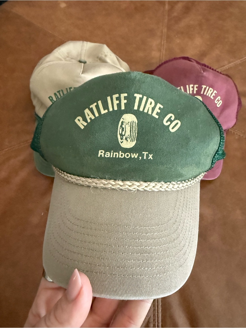 Ratliff Tire Co Mesh Trucker Hat - Green and Khaki